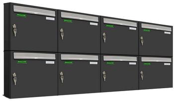 AL Briefkastensysteme Briefkasten »Basic« (BxH): 152 x 66cm Anzahl Schlitze: 8 Aufputzmontage - grau grau