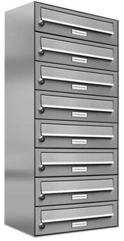 AL Briefkastensysteme Briefkasten &raquo;Premium&laquo; (BxH): 38.5 x 92cm Anzahl Schlitze: 8 Aufputzmontage - silberfarben silberfarben