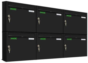 AL Briefkastensysteme Briefkasten »Basic« (BxH): 114 x 66cm Anzahl Schlitze: 6 Aufputzmontage - schwarz schwarz