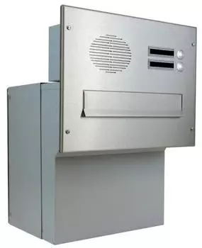 DOLS F-042 Mauerdurchwurf-Briefkasten XXL Edelstahl (V2A), 2 Klingeln & Sprechsieb, Tiefe 27&ndash;40,5cm (139900003400)