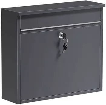 Wiltec Briefkasten V13 Stahl pulverbeschichtet, Anthrazit, Wandmontage (60141)