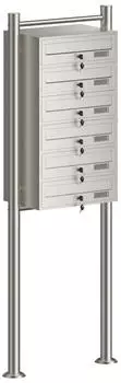Wiltec 6er Briefkastenanlage Standbriefkasten Edelstahl 270x513x1500mm (61756)