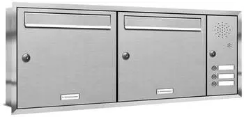 AL Briefkastensysteme Unterputz-Briefkastenanlage 2 F&auml;cher Edelstahl 3 Klingeln (331T2U2K3SR)