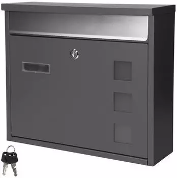 ML-Design Briefkasten mit Namensschild und Sichtfenster, Edelstahl, Anthrazit, 36x31,5x11,5cm