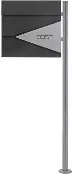 ML-Design Standbriefkasten mit Zeitungsfach, Edelstahl, Anthrazit/Silber, 37x37x11cm (490008704)
