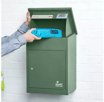 Homescapes Smart Parcel Box Paketbriefkasten Mittelgro&szlig;, Wandmontage, Stahl, Gr&uuml;n (SPB-M-GREEN)