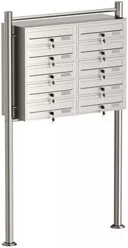 Wiltec Standbriefkastenanlage 2x5 F&auml;cher Edelstahl (61755)