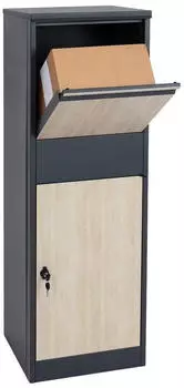 MCW Paketkasten G80 XL verzinkt anthrazit Holzoptik hell (88829)