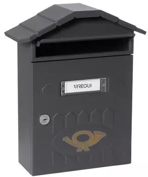 Arregui Villa Briefkasten Stahl Wandmontage Größe M schwarz (E5004)