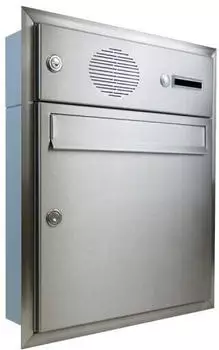DOLS A-01 Unterputz-Briefkasten Edelstahl mit Klingel & Sprechsieb (A-01-E-U-1K-1N-S)