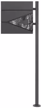 ML-Design Briefkasten mit Zeitungsfach, Anthrazit/Marmoroptik, mit St&auml;nder (490008581)