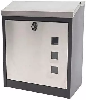MCW H26 XXL Briefkasten abschlie&szlig;bar, Edelstahl, schwarz (70383)