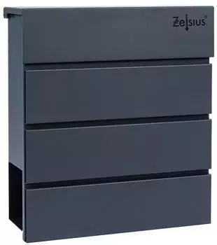 Zelsius Straight Briefkasten mit Zeitungsfach Soft-Close Anthrazit RAL7016 (BK36)