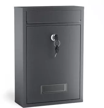 Wiltec Briefkasten V2 Wandmontage anthrazit pulverbeschichtet mit Namensschild (60132)
