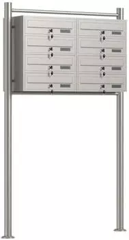 Wiltec Standbriefkastenanlage 8 F&auml;cher 2x4 Edelstahl (61753)