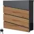 ML-Design Briefkasten mit Zeitungsfach, Stahl, Anthrazit/Holzoptik, 37x37x11cm, abschließbar (Modell 10)