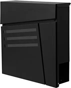 Mendler HWC-B28 Wandbriefkasten mit Zeitungsfach pulverbeschichtet, schwarz (60200)