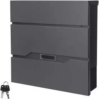 ML-Design Briefkasten mit Zeitungsfach, Edelstahl, anthrazit (490001076)