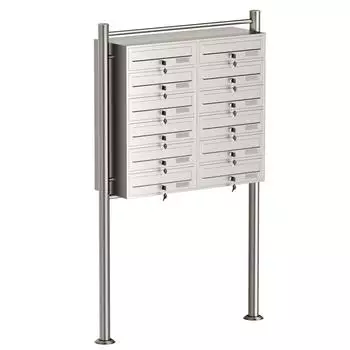 Wiltec Standbriefkastenanlage 2x6 F&auml;cher Edelstahl (61757)
