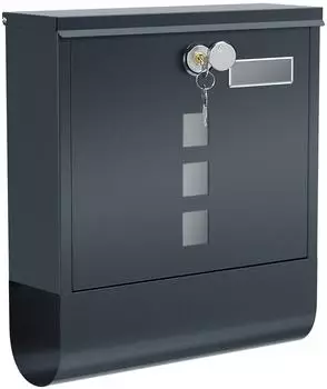 Songmics Wandbriefkasten mit Schloss, Zeitungsfach, anthrazitgrau, 10x30,8x33,8cm (GMB20AG)