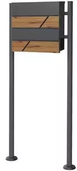 ML-Design Standbriefkasten mit Zeitungsfach, Holzoptik, Anthrazit (490007463)