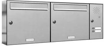 AL Briefkastensysteme Briefkastenanlage 2-fach V2A Edelstahl mit Klingel (331V2EA2KSR)