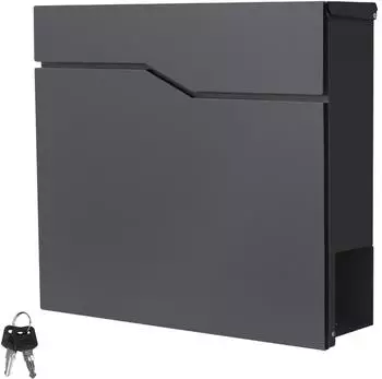 ML-Design Briefkasten mit Zeitungsfach, Edelstahl, Anthrazit, 37x37cm (Modell 29)
