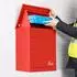 Homescapes Paketbox Medium, wandmontiert, verzinkter Stahl, rot (SPB-M-RED)