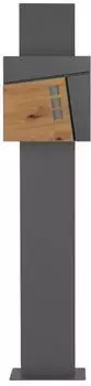 ML-Design Standbriefkasten mit Zeitungsfach Anthrazit/Holzoptik Stahl 37x36,5x11cm (490007437)