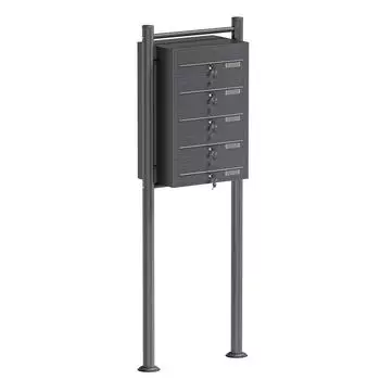 Wiltec Standbriefkastenanlage 5-Fach Anthrazit mit Namensschild (61744)