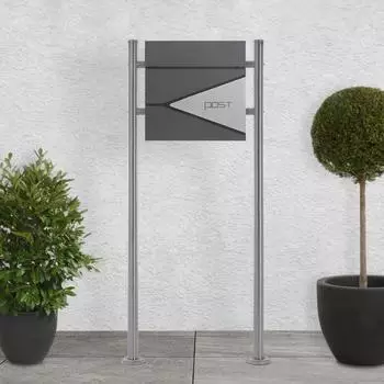 ML-Design Standbriefkasten mit Zeitungsfach, Edelstahl, anthrazit/silber (490008700)
