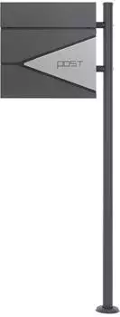 ML-Design Standbriefkasten mit Zeitungsfach, Edelstahl, Anthrazit/Silber, 37x37x11cm (490008702)