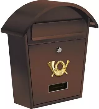 VOREL Briefkasten Stahl mit Schloss, braun, 380x320x105mm (78587)
