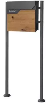 ML-Design Standbriefkasten mit Zeitungsfach 37x37x11cm Anthrazit/Holzoptik (490008717)