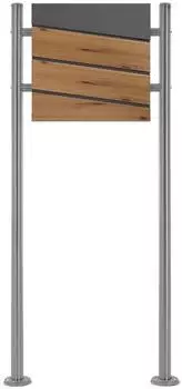 ML-Design Standbriefkasten mit Zeitungsfach, Stahl, Anthrazit/Holzoptik, 37x37x11cm (490007455)
