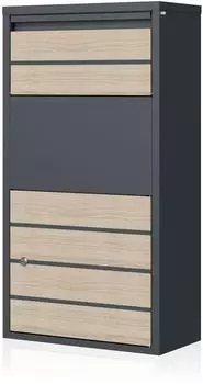 Zelsius Briefkasten mit Paketfach Stahl pulverbeschichtet Anthrazit/Buche (RAL 7016)