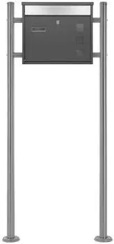 ML-Design Briefkasten mit Zeitungsfach und St&auml;nder, Edelstahl, Anthrazit (490013971)
