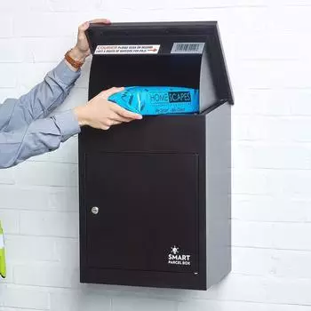 Homescapes Smart Parcel Box Mittelgro&szlig;er Wand-Paketkasten, Stahl, Schwarz (SPB-M-BLACK)