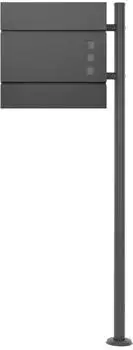 ECD Germany Standbriefkasten mit Zeitungsfach, Stahl pulverbeschichtet, anthrazit, 120cm (490009915)