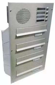 DOLS D-041 4er Edelstahl Mauerdurchwurf-Briefkastenanlage mit Klingeln & Sprechsieb (139900001900)