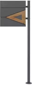 ML-Design Standbriefkasten mit Zeitungsfach, Stahl, anthrazit/Holzoptik (490009883)