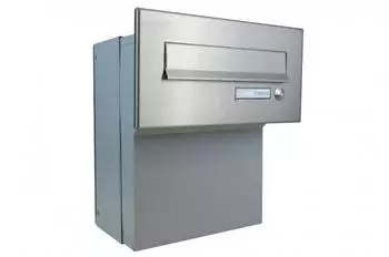 DOLS F-046 Mauerdurchwurf-Briefkasten Edelstahl mit Klingel & Namensschild (F-046)