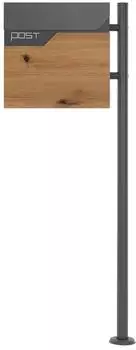 ML-Design Standbriefkasten mit Zeitungsfach, anthrazit/Holzoptik, 37x37x11cm (490008720)