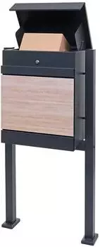 MCW Paketkasten mit Standfu&szlig; K41, Metall, verzinkt anthrazit-Holzoptik (88481)