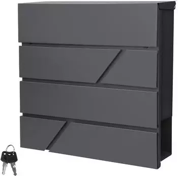 ML-Design Briefkasten mit Zeitungsfach, Edelstahl, anthrazit, 37x11x37cm (490001074)
