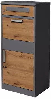 ML-Design Paketbriefkasten abschließbar, Stahl, anthrazit/Eiche-Optik, 50x112x37cm (490013481)