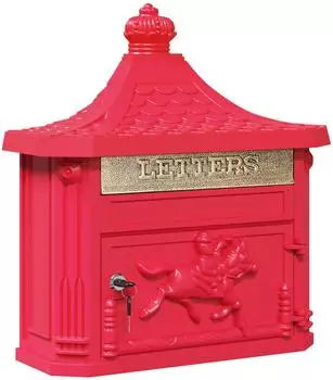 vidaXL Wandbriefkasten Gussaluminium rot, 40,5 x 16 x 45cm