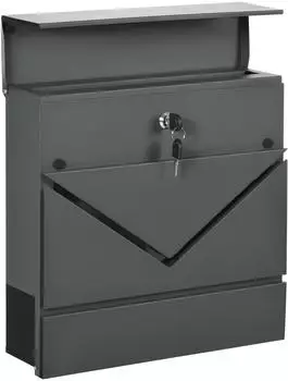HomCom Wandbriefkasten mit Schloss, verzinkter Stahl, dunkelgrau (B80-011V00CG)
