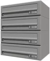 JU Hausbrieffachanlage 4-teilig - graualuminium RAL 9007 , 375 x 440 x 280 mm