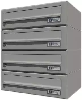 JU Hausbrieffachanlage 4-teilig, Stahl grau RAL 9007, 375x440x280mm (HBFA4/08-502 RAL9007)